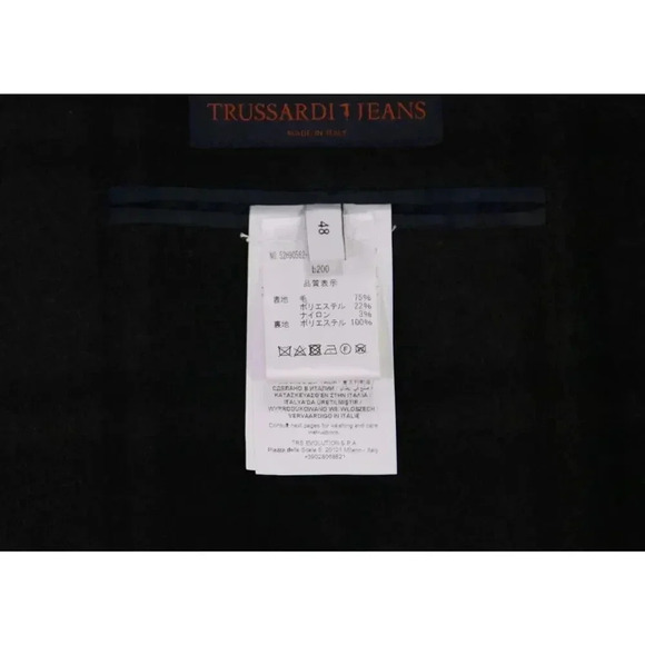 Trussardi Brown/Black Check Wool Flannel 3-Btn Slim Fit Overcoat 38 New! - Picture 10 of 13